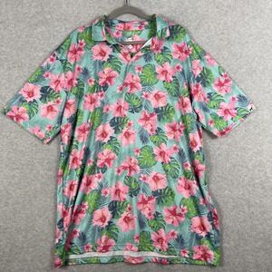 Proud 90 Golf Polo‎ Shirt Floral Tropical Mens 2X Performance Casual Resort